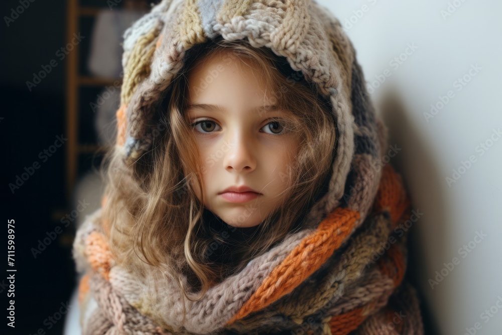 portrait of a beautiful little girl in a warm hat and scarf portrait of a beautiful little girl in a warm hat and scarf
