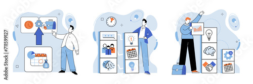 Business development. Vector illustration. Pursuing profession aligned with ones values leads to personal and professional satisfaction Networking is valuable skill in competitive job market