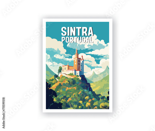 Sintra Illustration Art. Travel Poster Wall Art. Minimalist Vector art