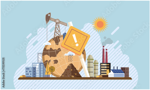 Industrial pollution. Dirty waste. Environmental pollution. Vector illustration. Trash emission is overlooked aspect environmental degradation Environmental pollution is price we pay for unchecked