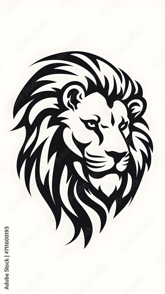 Fototapeta premium A lion Tattoo Design, Isolated on white - Generative AI 