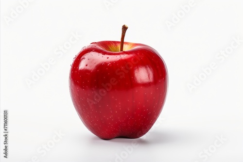 Fresh and juicy single red apple isolated on white background for healthy eating concept