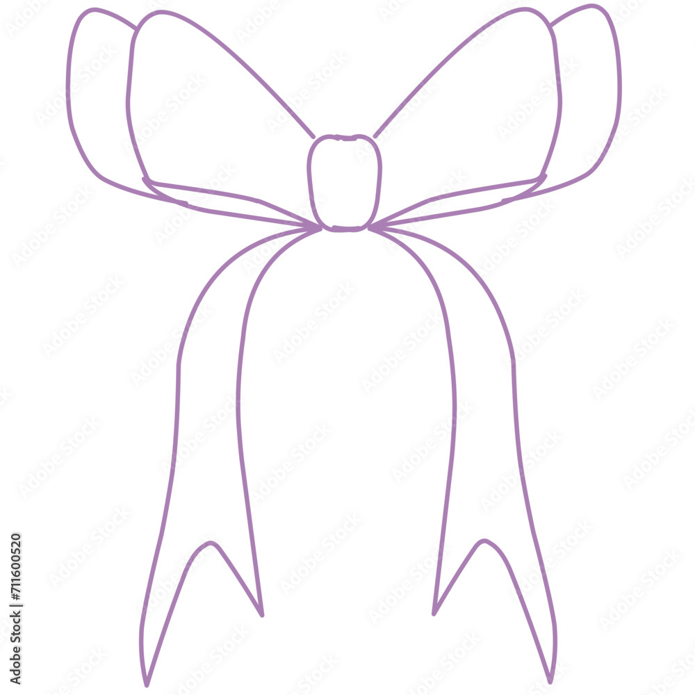 Set of sketched bow and ribbon. Hand drawn vintage line art vector illustration Set of sketched bow and ribbon. Hand drawn vintage line art vector illustration