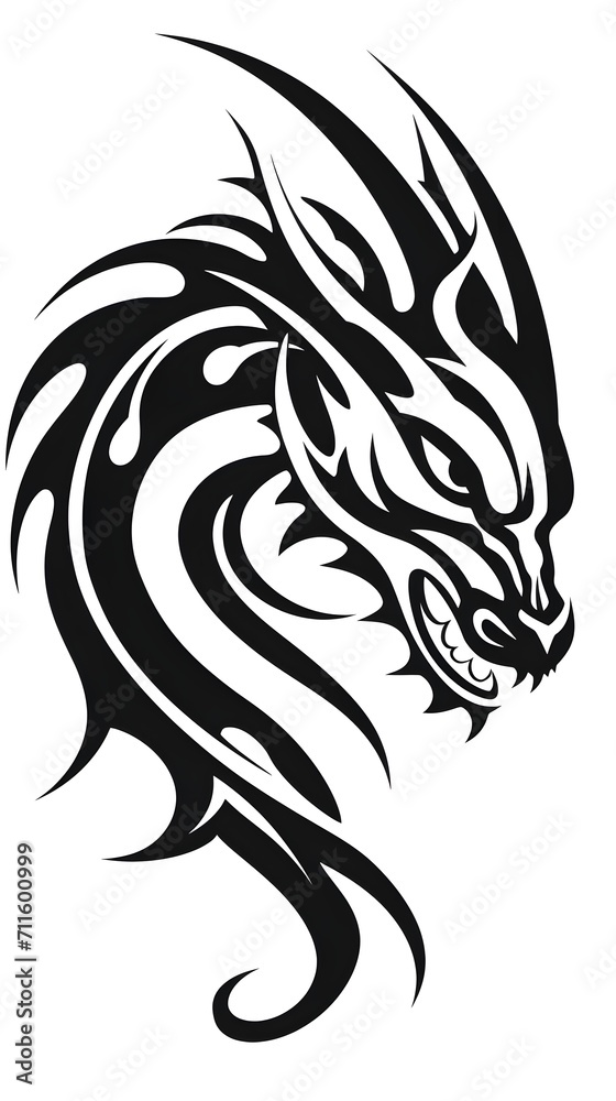 Obraz premium A dragon Tattoo Design, Isolated on white - Generative AI 