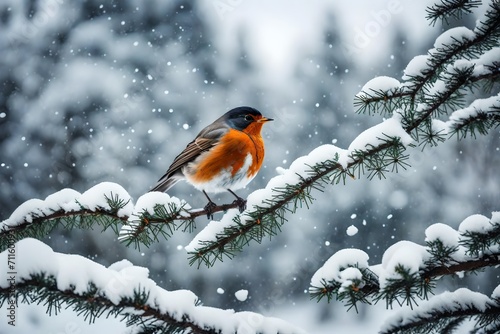 Imagine a scenario where characters embark on a mission to create a winter-themed art piece inspired by the image of a robin on snowy branches. © Muhammad