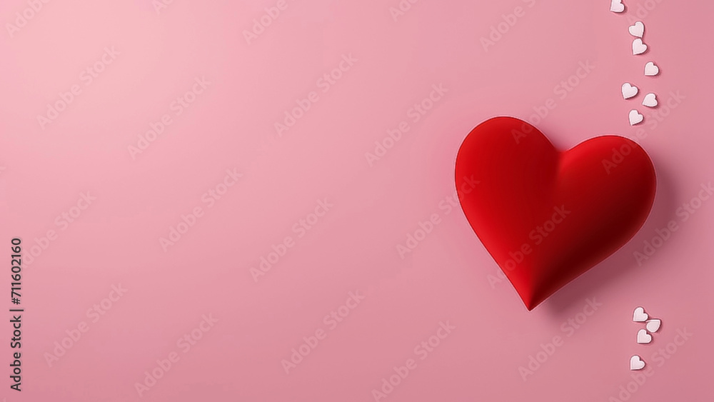 Valentines day background with red heart.