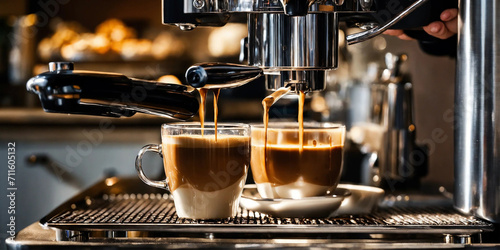 Coffee made with a modern espresso machine.