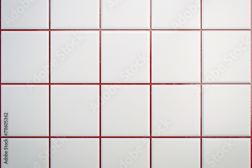 White square tiles with red grout lines © youriy