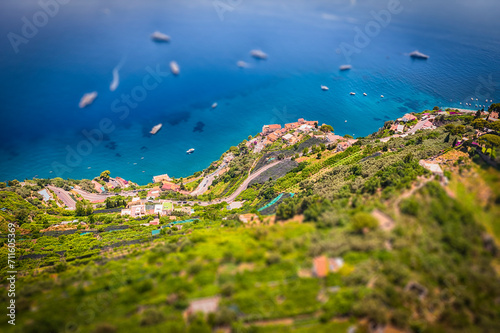 Scenic panoramic view of Amalfi Coast from Ravello, Italy