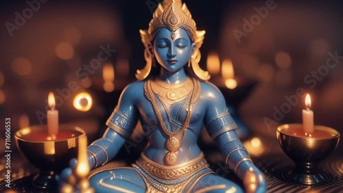 Spiritual Indian God - Brahma background animation. Seamless loop. AI generated photo