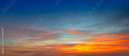 Morning and evening clouds and sky background,Orange Sky in the Evening,Dramatic and Wonderful Cloud on Twilight,Majestic Dark Blue Sky Nature Background,Colorful Cloud on summer season  © banjongseal324