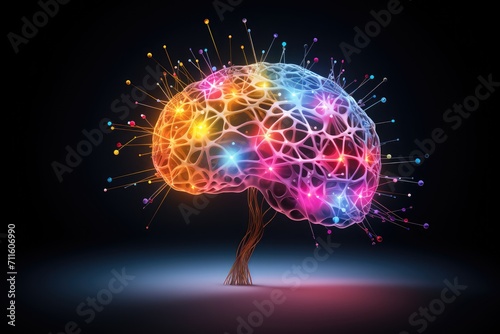 Human Brain vivid Neurotransmission excitatory glutamate inhibitory GABA (Gamma-Aminobutyric Acid) Brain waves - alpha, beta, delta, theta - neural activities. Neuroimaging: Electroencephalogram (EEG)