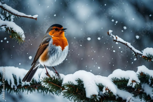 Imagine a dialogue between characters who observe the winter robin, discussing the symbolism of its presence amidst the snow-covered branches.