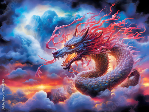 Airbrush Elegance Illustration for the Year of the Dragon - Zodiac Sign © lcrms