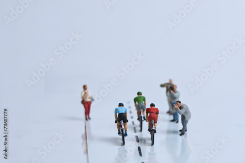 bicycle race miniature figures scene,