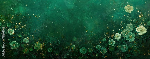 Emerald green flower background design. Beautiful abstract nature header web banner in saturated colors