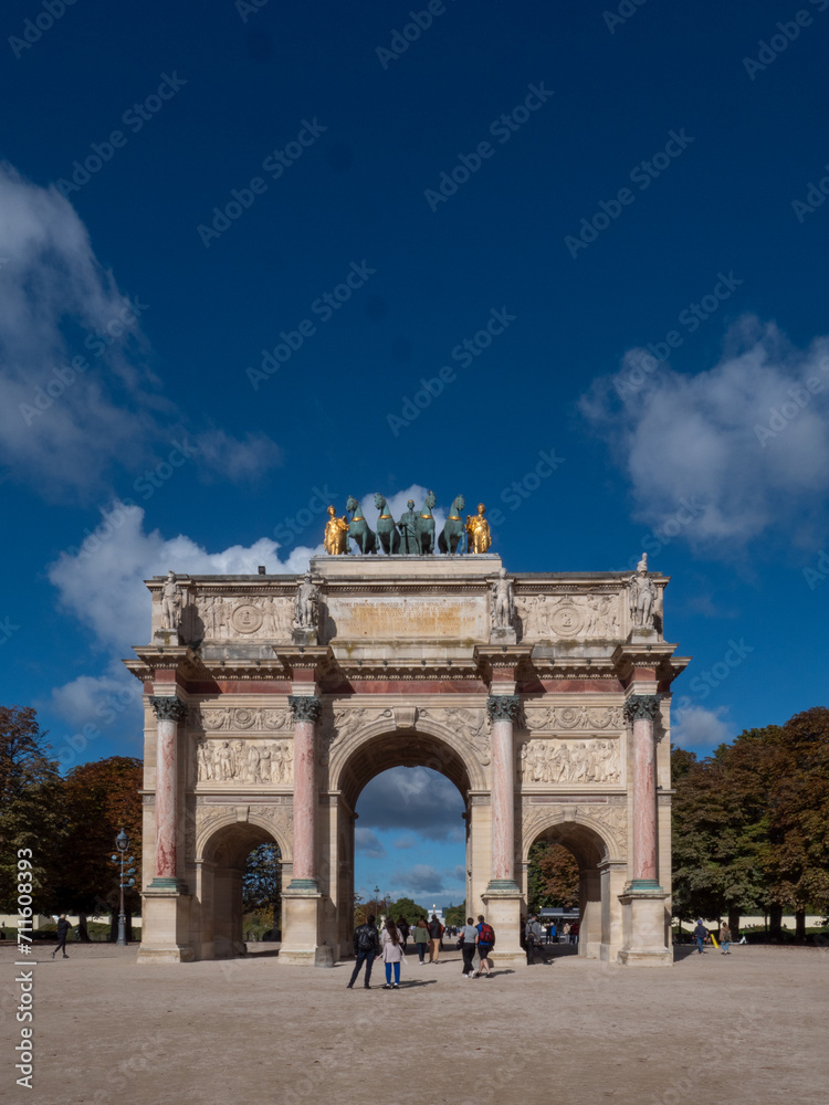 View of the Arc de Triomphe du Carrousel in Paris