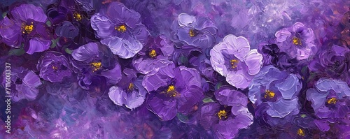 Purple flowers background. Beautiful abstract nature header web banner design in bright colors photo