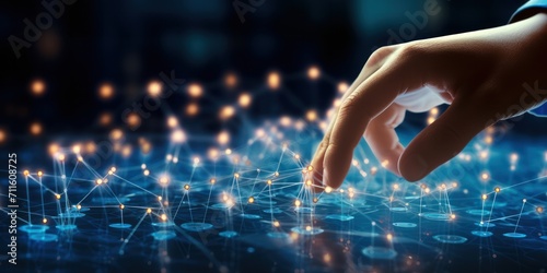 Hands touching the big data structure, Digital data network connections, Data transformation, Digital transformation conceptual for next generation technology era, AI, Machine learning