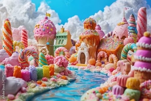 land of sweets with houses made of candy