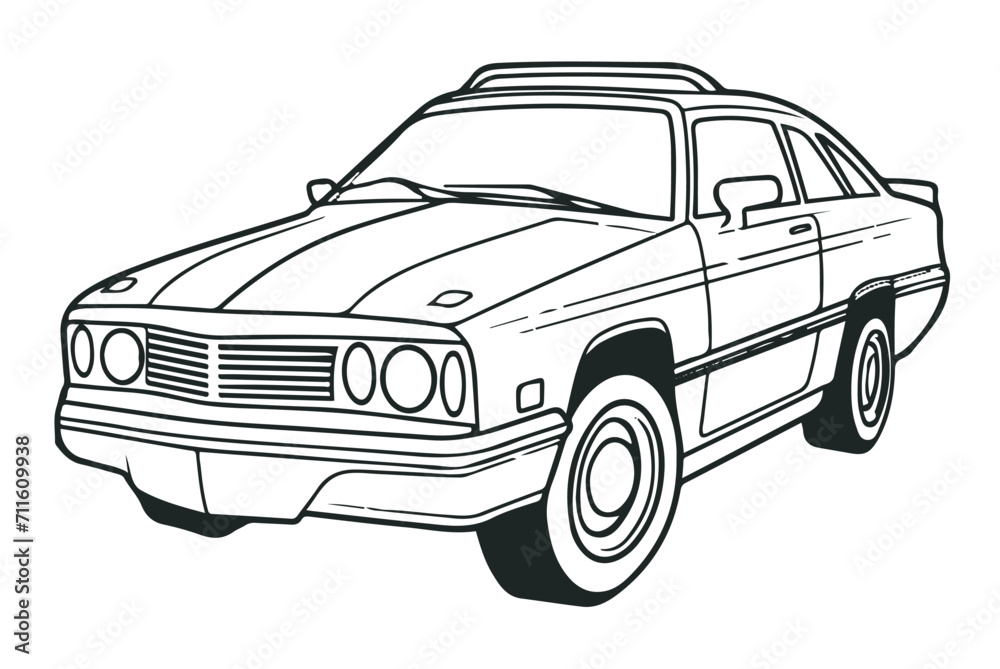Car Vector Illustrations. Sedan . Automobile. Simple Design Outline Style. You can give color you like