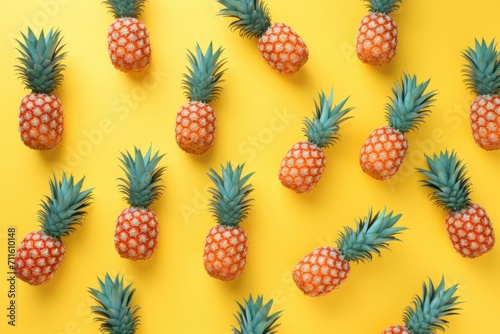 Pineapples pattern on coloured background.