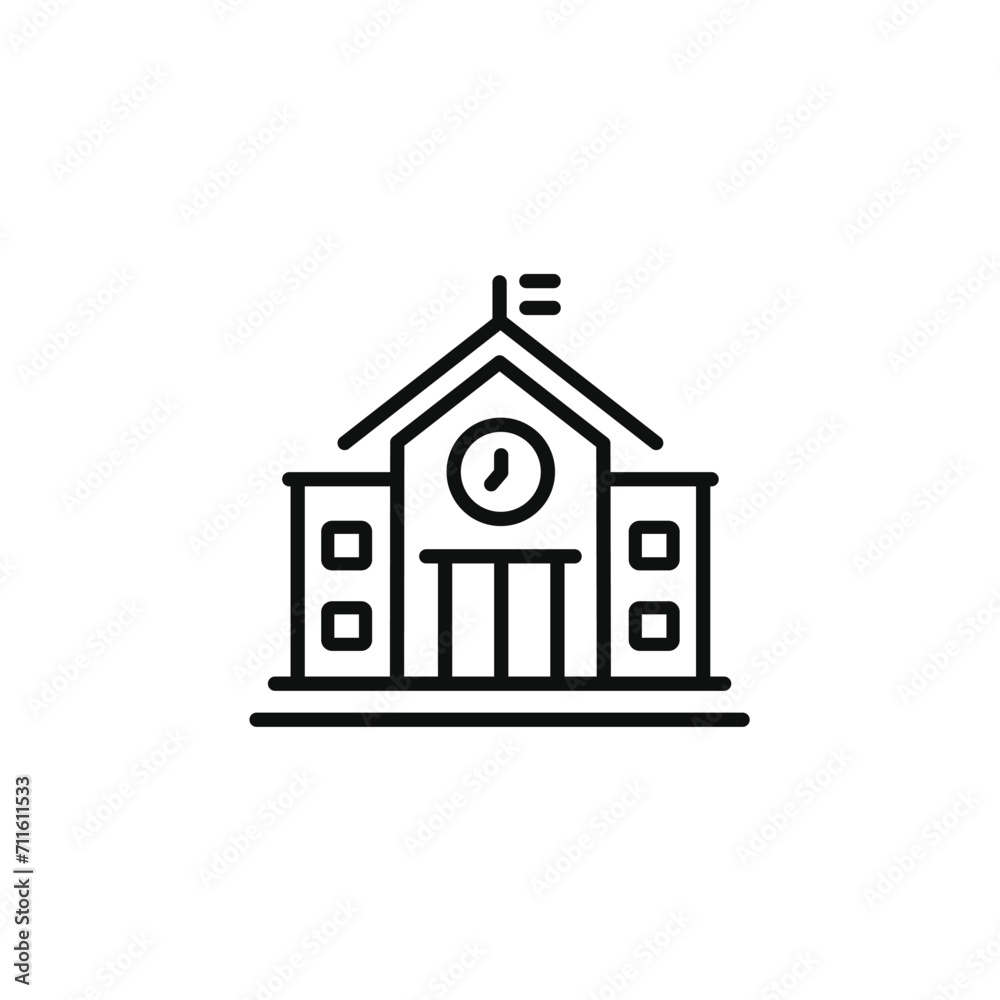 School building line icon isolated on transparent background School building line icon isolated on transparent background