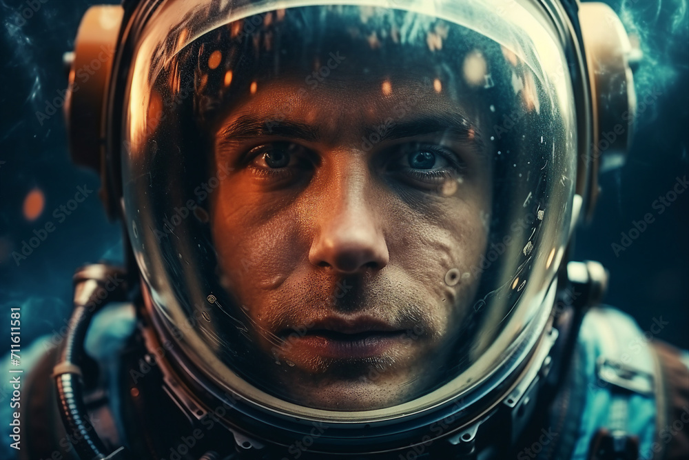 Generative AI picture of astronaut spaceman woman do space walk working space station in outer space futurism Generative AI picture of astronaut spaceman woman do space walk working space station in outer space futurism