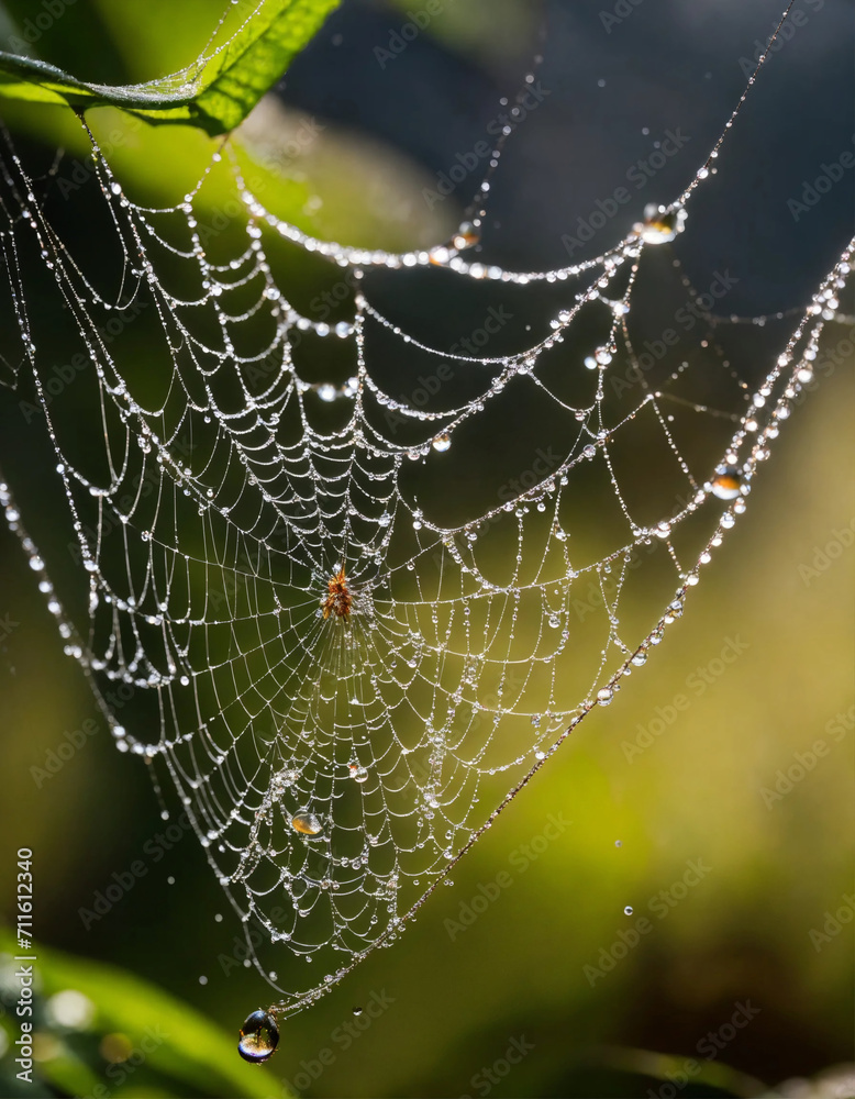 water droplets on a spider's web