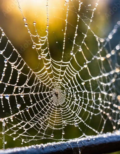 water droplets on a spider's web