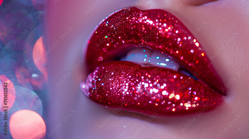 Close up lips of red lips. Close up lips of red lips.