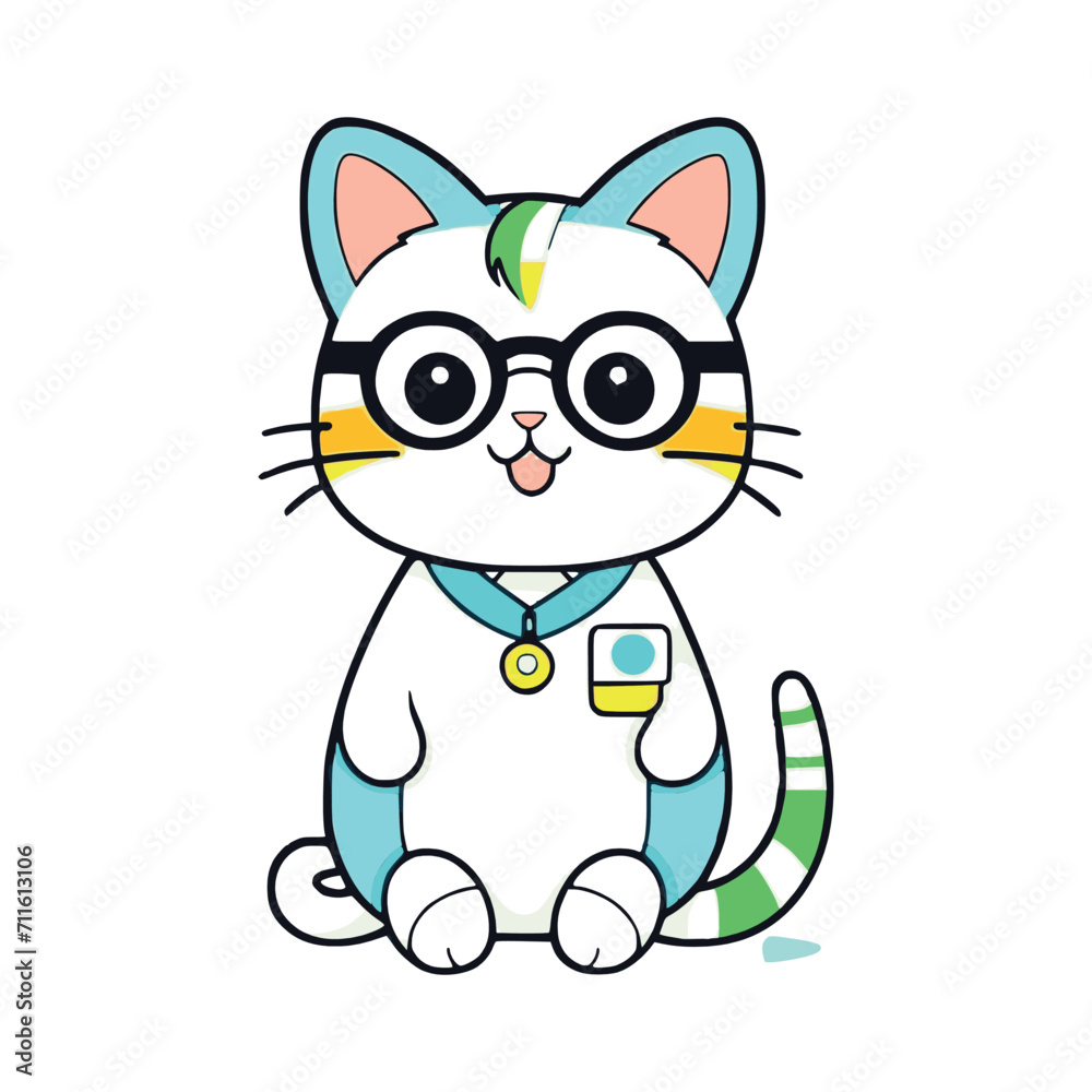 Doctor cat cute antropomorphic vector EPS