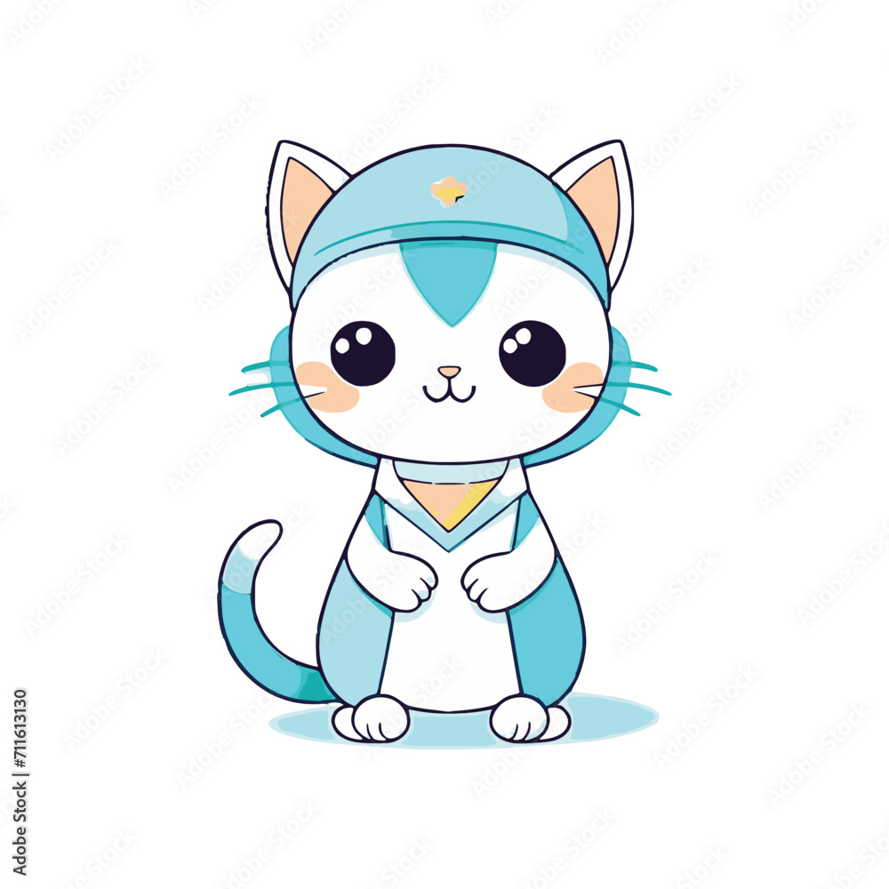Nurse cat cute antropomorphic vector EPS