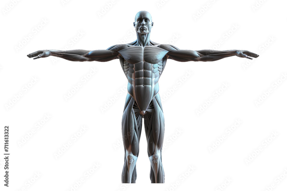 Front view of the human muscular system