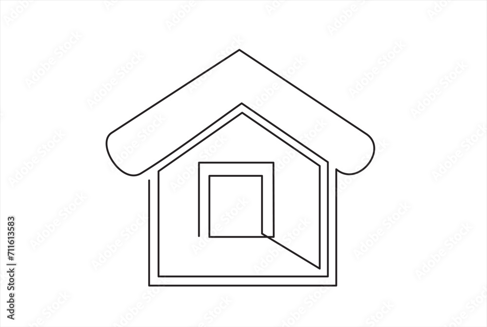 House one line background. One continuous line drawing of house icon. Vector illustration. House line icon. House one line background. One continuous line drawing of house icon. Vector illustration. House line icon.