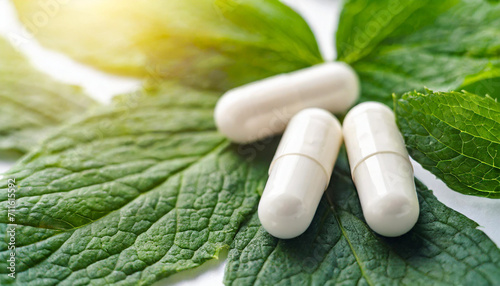 white capsule pill isolated on a clean white background, symbolizing pharmaceutical solutions and medical advancements