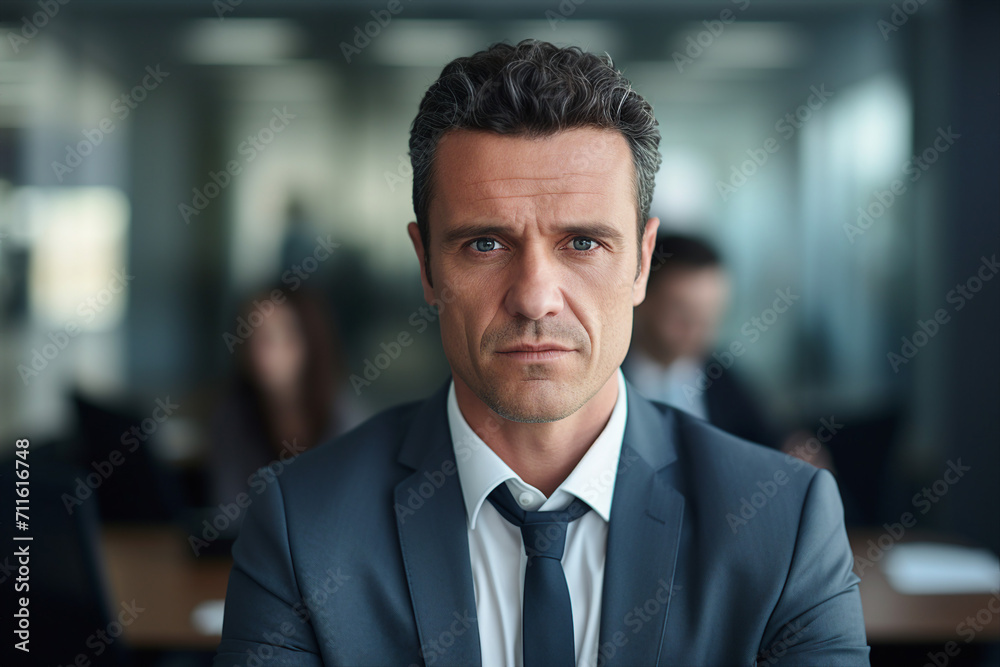 Generative AI portrait of happy successful confident office worker Generative AI portrait of happy successful confident office worker