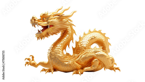 Chinese golden dragon cut out. Chinese New Year dragon. Cut out golden dragon © yLemon