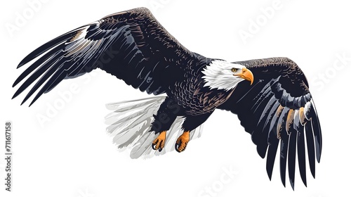 Eagle flying on white background