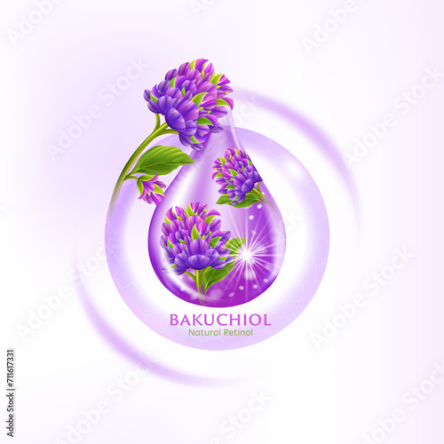 concept of Bakuchio Serum Natural Retinol for Skin Care Cosmetic poster, banner design