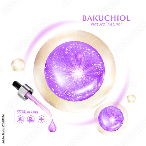 concept of Bakuchio Serum Natural Retinol for Skin Care Cosmetic poster, banner design