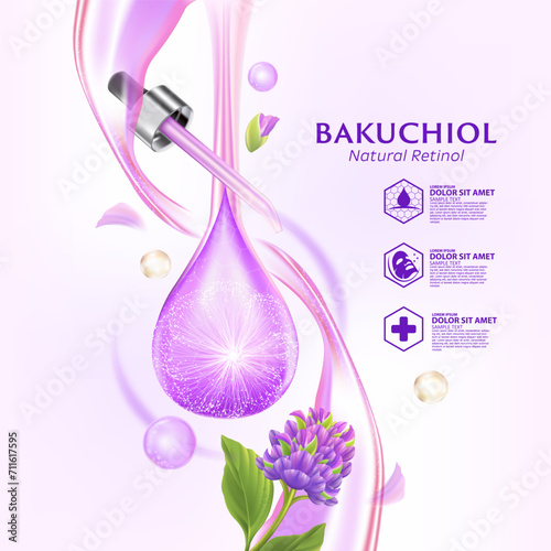 concept of Bakuchio Serum Natural Retinol for Skin Care Cosmetic poster, banner design