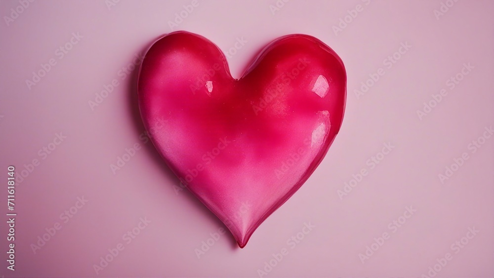 pink heart on a pink background A heart painted with watercolors in different tones of red and pink.  