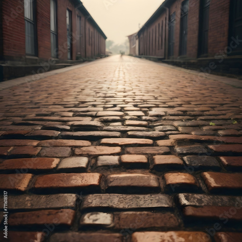 Early Morning Haze on a Serene Cobbled Lane in the Old City
