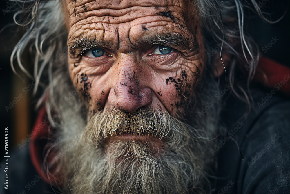 Generative ai technology create portrait of old bearded man Generative ai technology create portrait of old bearded man