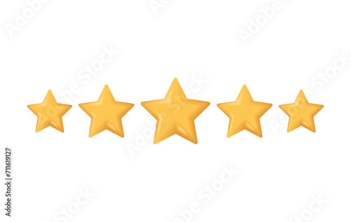 3d five star icon for service rating for satisfaction rating bubble 