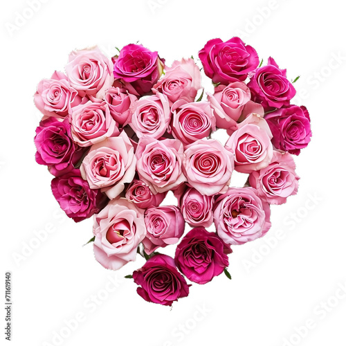 Valentine s Day Heart Crafted from PINK Roses  Isolated on a Transparent Background  PNG 
