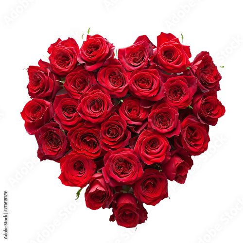 Valentine s Day Heart Crafted from Red Roses  Isolated on a Transparent Background  PNG 