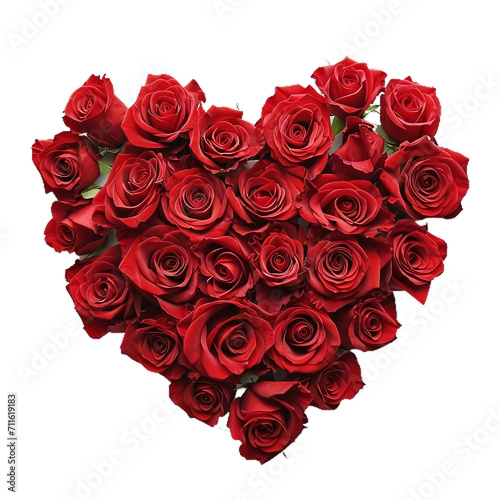 Valentine s Day Heart Crafted from Red Roses  Isolated on a Transparent Background  PNG 