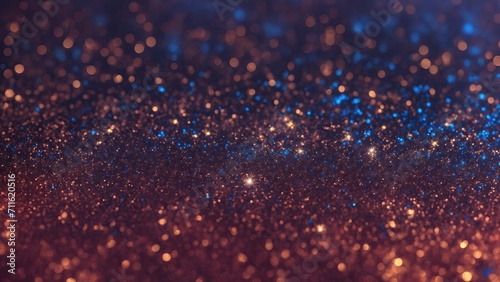 Abstract Maroon, Blue and Golden glitter lights Gold glitter dust texture dark background